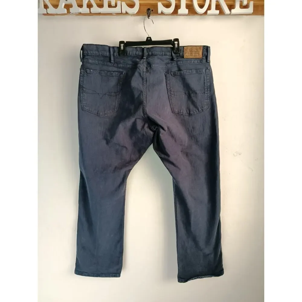 Polo Ralph Lauren Men's Dark The Hampton Relaxed Straight Jeans Zip Size 42 x 30